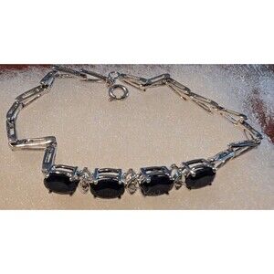 New 4.05ctw Simulated Blue Sapphire Lux Rhodium-plated Bracelet